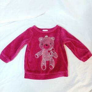 First Impressions Pink Girls Velour Silver Bear Sweatshirt 6-9 Months